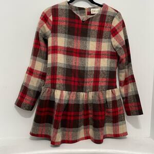 Mila Girl’s Flannel Long Sleeve Red Gray Plaid Dress Size M